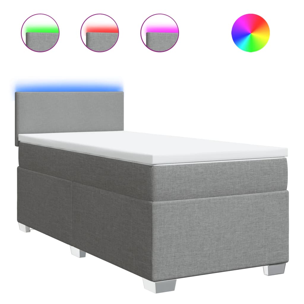 Κρεβάτι Boxspring με Στρώμα Ανοιχτό Γκρι 80x200 εκ. Υφασμάτινο - Pakobazaar