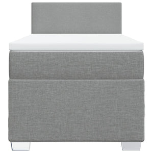 Κρεβάτι Boxspring με Στρώμα Ανοιχτό Γκρι 80x200 εκ. Υφασμάτινο - Pakobazaar