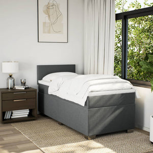 Κρεβάτι Boxspring με Στρώμα Σκούρο Γκρι 80x200 εκ. Υφασμάτινο - Pakobazaar