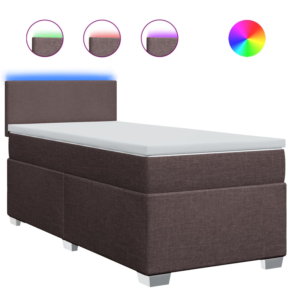 Κρεβάτι Boxspring με Στρώμα Σκούρο Καφέ 80x200 εκ. Υφασμάτινο