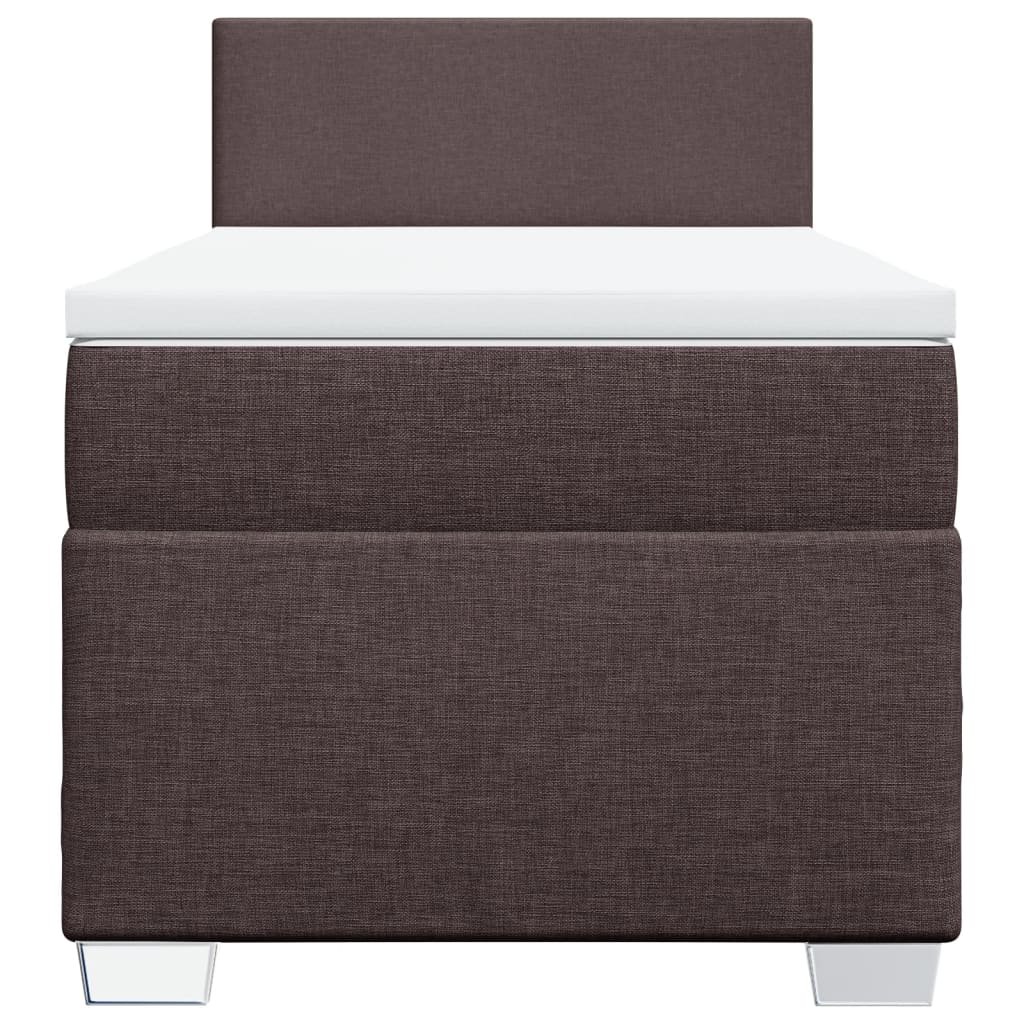 Κρεβάτι Boxspring με Στρώμα Σκούρο Καφέ 80x200 εκ. Υφασμάτινο