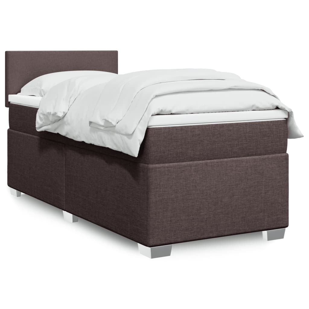 Κρεβάτι Boxspring με Στρώμα Σκούρο Καφέ 80x200 εκ. Υφασμάτινο