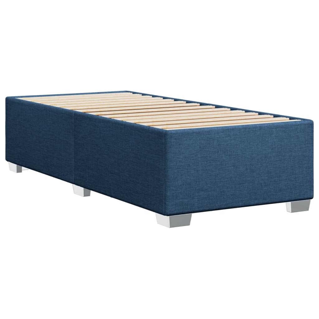 Κρεβάτι Boxspring με Στρώμα Μπλε 80x200 εκ. Υφασμάτινο