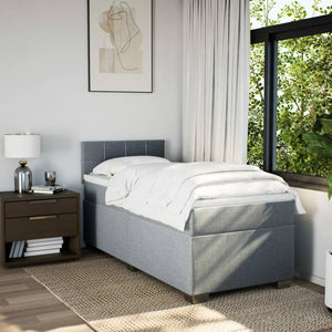 Κρεβάτι Boxspring με Στρώμα Ανοιχτό Γκρι 80x200 εκ. Υφασμάτινο - Pakobazaar