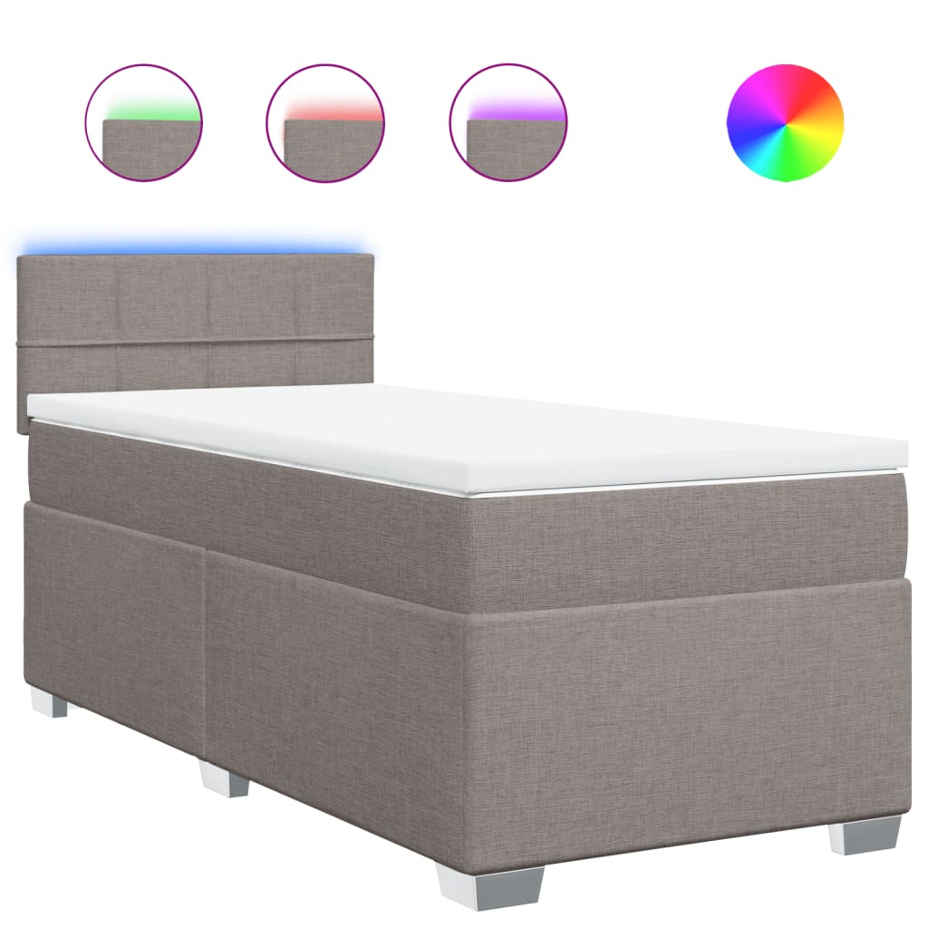Κρεβάτι Boxspring με Στρώμα Taupe 80x200 εκ. Υφασμάτινο - Pakobazaar