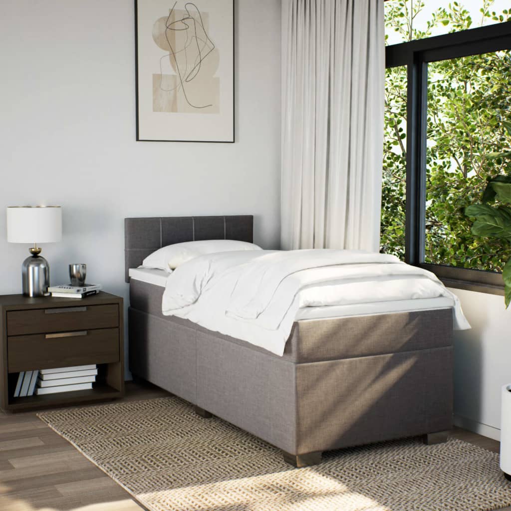 Κρεβάτι Boxspring με Στρώμα Taupe 80x200 εκ. Υφασμάτινο - Pakobazaar