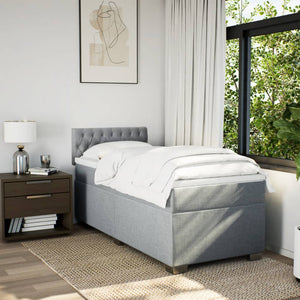 Κρεβάτι Boxspring με Στρώμα Ανοιχτό Γκρι 80x200 εκ. Υφασμάτινο - Pakobazaar