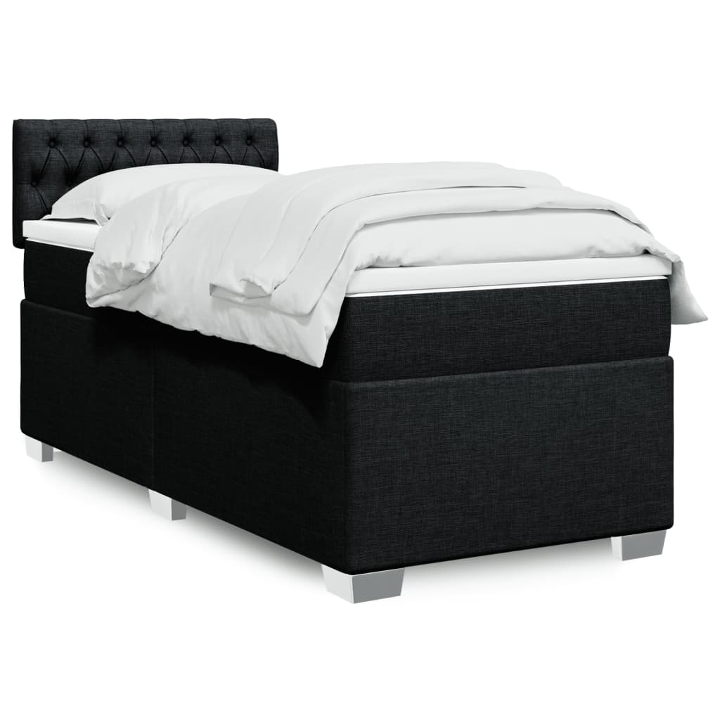 Κρεβάτι Boxspring με Στρώμα Μαύρο 80 x 200 εκ. Υφασμάτινο - Pakobazaar