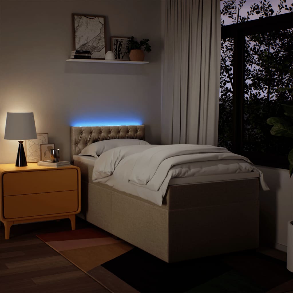 Κρεβάτι Boxspring με Στρώμα Κρεμ 80 x 200 εκ. Υφασμάτινο - Pakobazaar