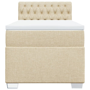 Κρεβάτι Boxspring με Στρώμα Κρεμ 80 x 200 εκ. Υφασμάτινο - Pakobazaar