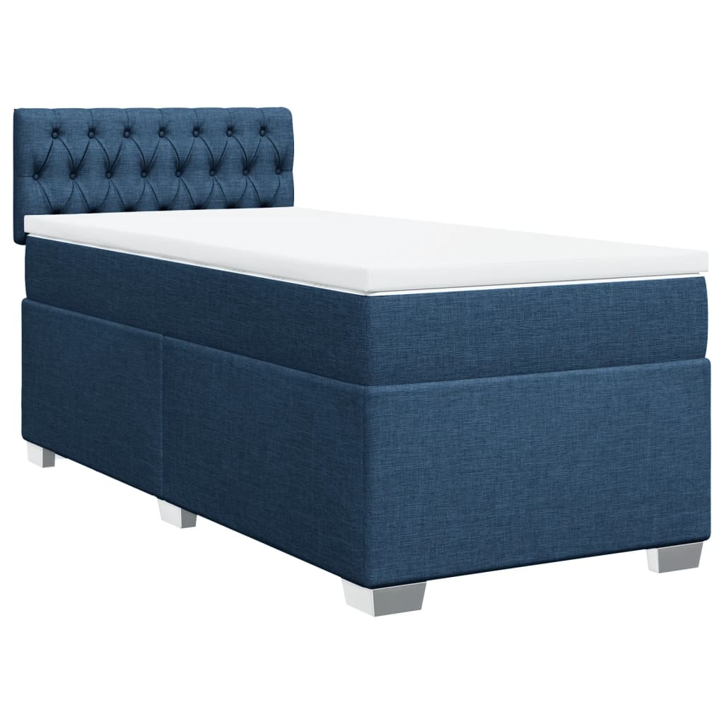 Κρεβάτι Boxspring με Στρώμα Μπλε 80x200 εκ. Υφασμάτινο
