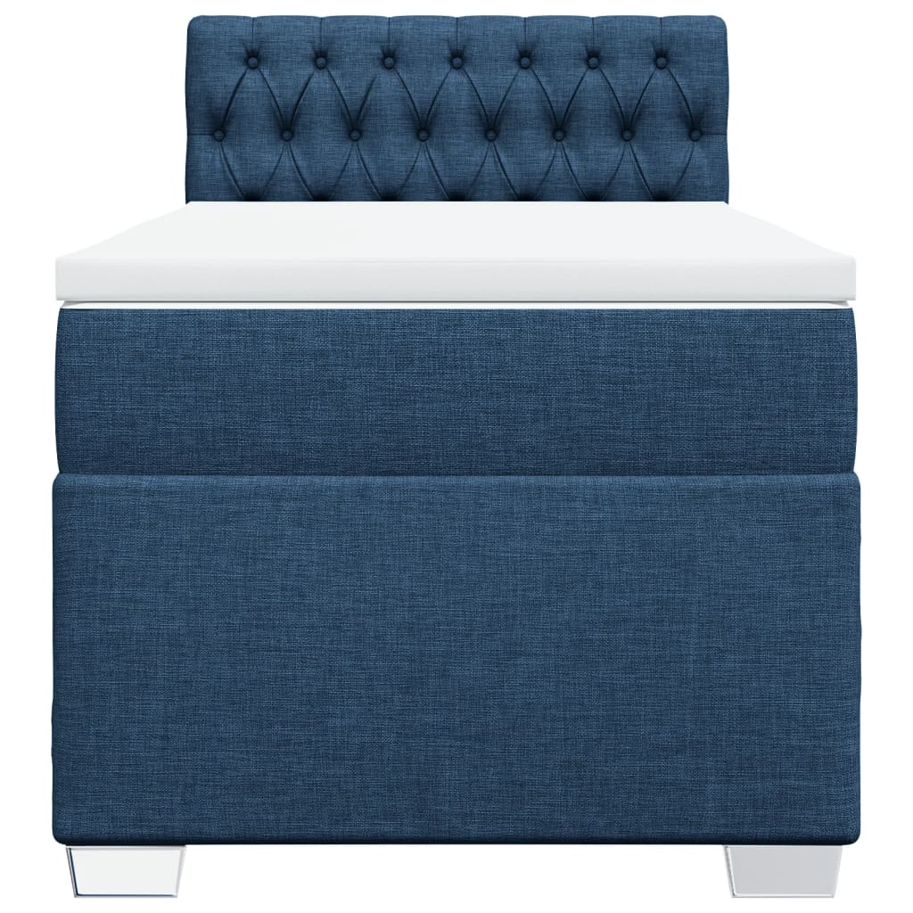 Κρεβάτι Boxspring με Στρώμα Μπλε 80x200 εκ. Υφασμάτινο