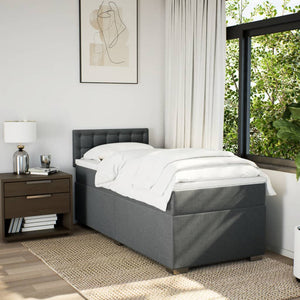 Κρεβάτι Boxspring με Στρώμα Σκούρο Γκρι 80x200 εκ. Υφασμάτινο - Pakobazaar