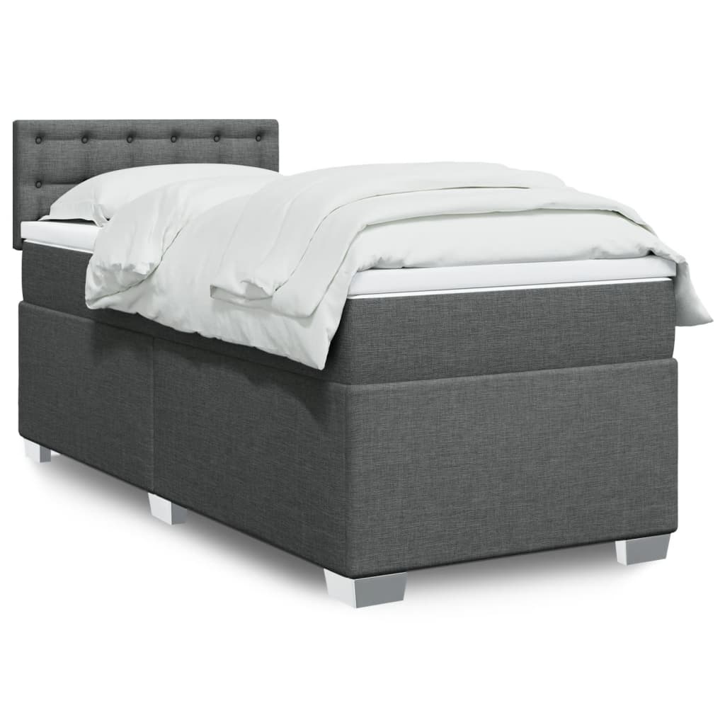Κρεβάτι Boxspring με Στρώμα Σκούρο Γκρι 80x200 εκ. Υφασμάτινο - Pakobazaar