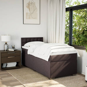 Κρεβάτι Boxspring με Στρώμα Σκούρο Καφέ 80x200 εκ. Υφασμάτινο - Pakobazaar