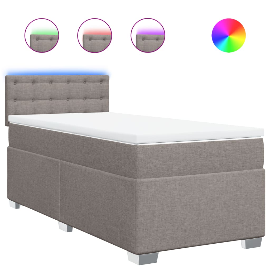 Κρεβάτι Boxspring με Στρώμα Taupe 80x200 εκ. Υφασμάτινο - Pakobazaar