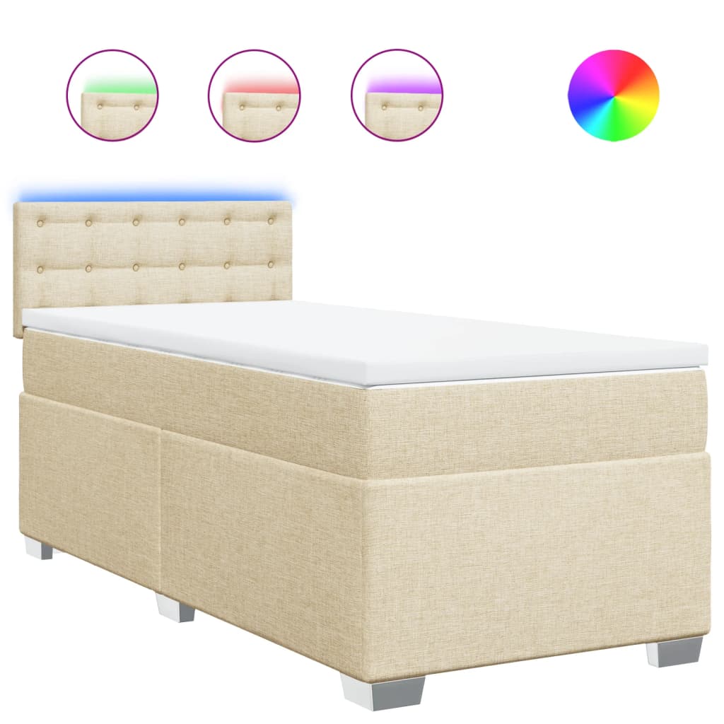 Κρεβάτι Boxspring με Στρώμα Κρεμ 80 x 200 εκ. Υφασμάτινο