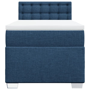 Κρεβάτι Boxspring με Στρώμα Μπλε 80x200 εκ. Υφασμάτινο