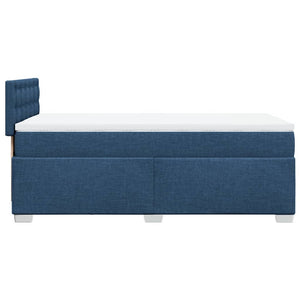 Κρεβάτι Boxspring με Στρώμα Μπλε 80x200 εκ. Υφασμάτινο
