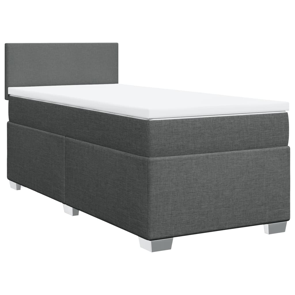Κρεβάτι Boxspring με Στρώμα Σκούρο Γκρι 90x190 εκ. Υφασμάτινο - Pakobazaar