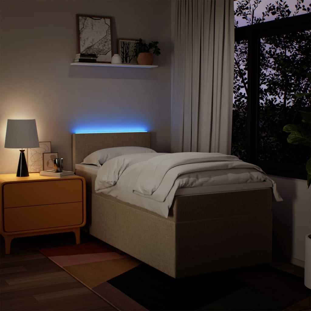 Κρεβάτι Boxspring με Στρώμα Κρεμ 90x190 εκ.Υφασμάτινο