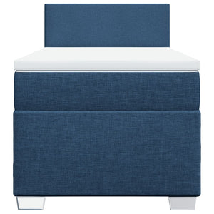 Κρεβάτι Boxspring με Στρώμα Μπλε 90x190 εκ.Υφασμάτινο - Pakobazaar