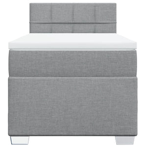 Κρεβάτι Boxspring με Στρώμα Ανοιχτό Γκρι 90x190 εκ. Υφασμάτινο - Pakobazaar