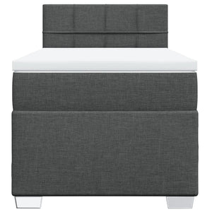 Κρεβάτι Boxspring με Στρώμα Σκούρο Γκρι 90x190 εκ. Υφασμάτινο - Pakobazaar