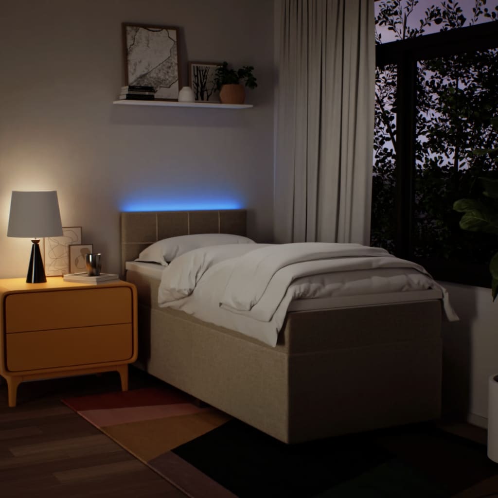 Κρεβάτι Boxspring με Στρώμα Κρεμ 90x190 εκ.Υφασμάτινο - Pakobazaar