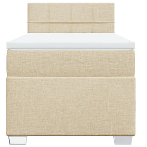 Κρεβάτι Boxspring με Στρώμα Κρεμ 90x190 εκ.Υφασμάτινο - Pakobazaar