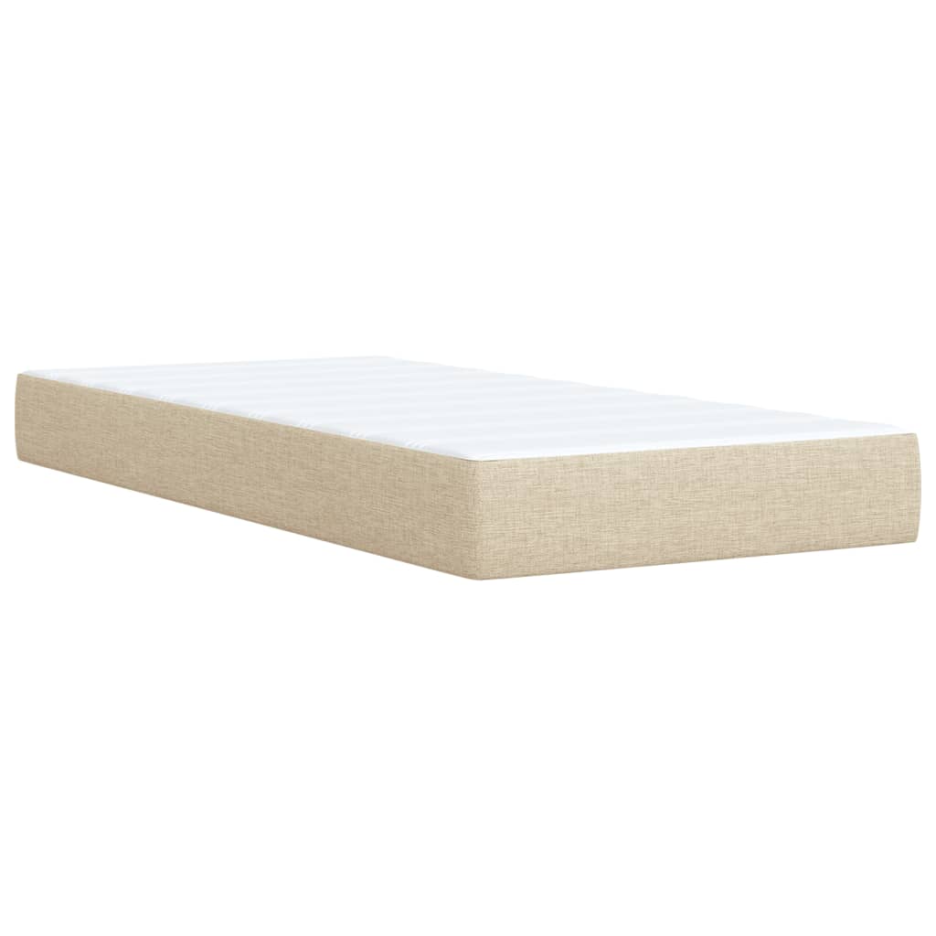 Κρεβάτι Boxspring με Στρώμα Κρεμ 90x190 εκ.Υφασμάτινο - Pakobazaar