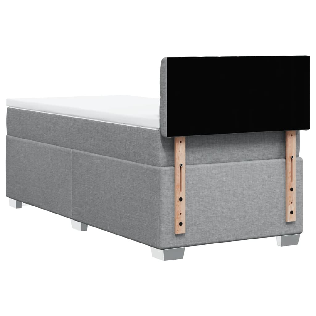 Κρεβάτι Boxspring με Στρώμα Ανοιχτό Γκρι 90x190 εκ. Υφασμάτινο - Pakobazaar