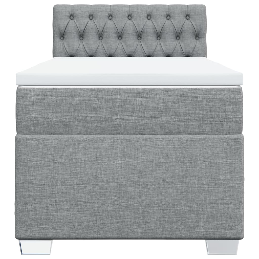 Κρεβάτι Boxspring με Στρώμα Ανοιχτό Γκρι 90x190 εκ. Υφασμάτινο - Pakobazaar