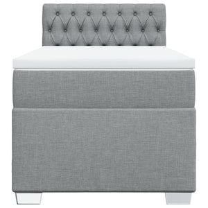 Κρεβάτι Boxspring με Στρώμα Ανοιχτό Γκρι 90x190 εκ. Υφασμάτινο - Pakobazaar