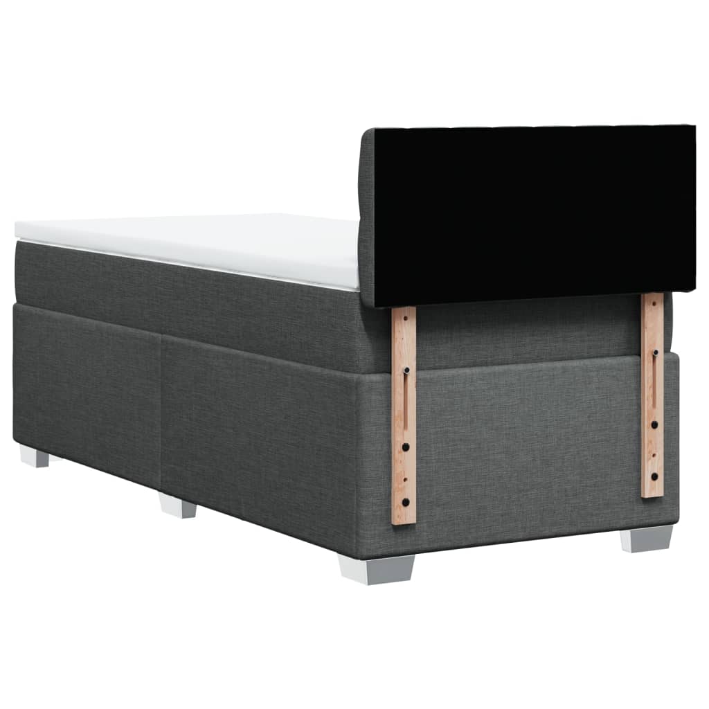 Κρεβάτι Boxspring με Στρώμα Σκούρο Γκρι 90x190 εκ. Υφασμάτινο - Pakobazaar