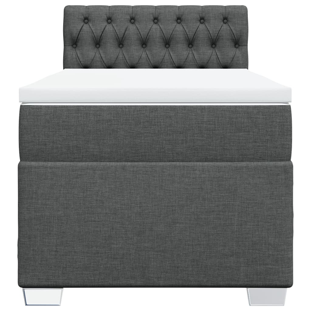 Κρεβάτι Boxspring με Στρώμα Σκούρο Γκρι 90x190 εκ. Υφασμάτινο - Pakobazaar