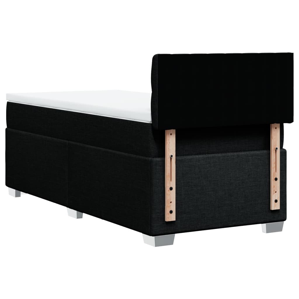 Κρεβάτι Boxspring με Στρώμα Μαύρο 90x190 εκ.Υφασμάτινο - Pakobazaar