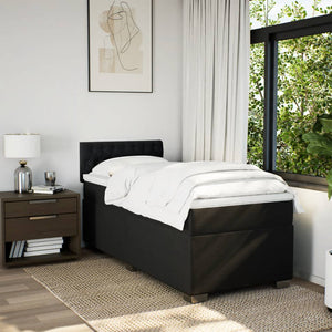 Κρεβάτι Boxspring με Στρώμα Μαύρο 90x190 εκ.Υφασμάτινο - Pakobazaar