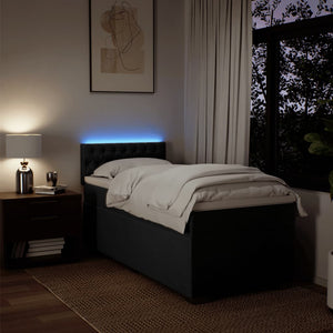Κρεβάτι Boxspring με Στρώμα Μαύρο 90x190 εκ.Υφασμάτινο - Pakobazaar