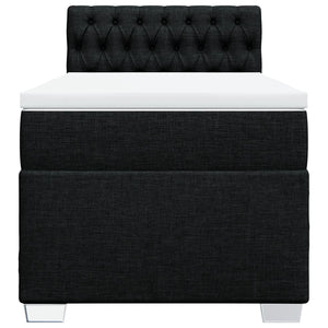 Κρεβάτι Boxspring με Στρώμα Μαύρο 90x190 εκ.Υφασμάτινο - Pakobazaar