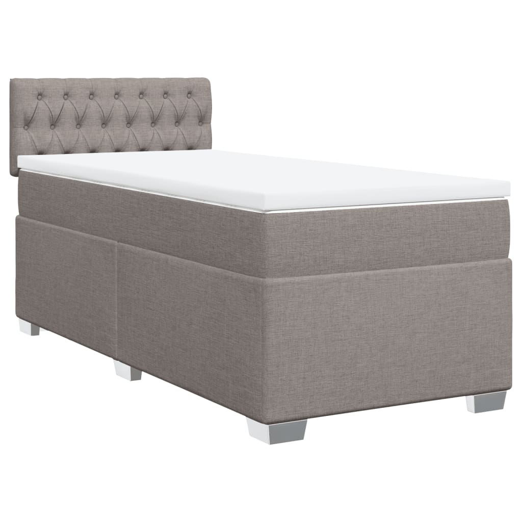 Κρεβάτι Boxspring με Στρώμα Taupe 90x190 εκ.Υφασμάτινο - Pakobazaar