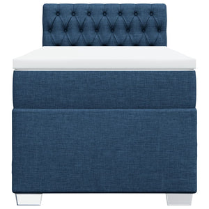 Κρεβάτι Boxspring με Στρώμα Μπλε 90x190 εκ.Υφασμάτινο - Pakobazaar