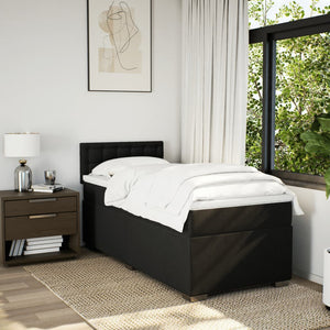 Κρεβάτι Boxspring με Στρώμα Μαύρο 90x190 εκ.Υφασμάτινο