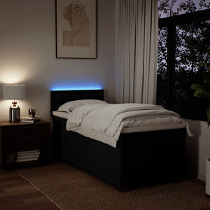 Κρεβάτι Boxspring με Στρώμα Μαύρο 90x190 εκ.Υφασμάτινο