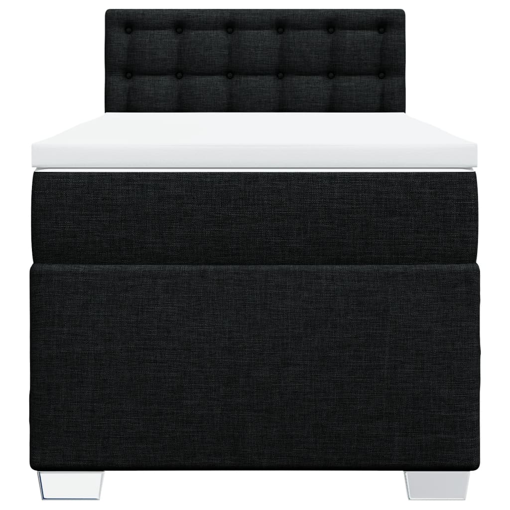 Κρεβάτι Boxspring με Στρώμα Μαύρο 90x190 εκ.Υφασμάτινο