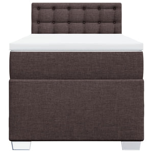 Κρεβάτι Boxspring με Στρώμα Σκούρο Καφέ 90x190 εκ. Υφασμάτινο