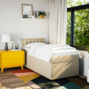 Κρεβάτι Boxspring με Στρώμα Κρεμ 90x190 εκ.Υφασμάτινο