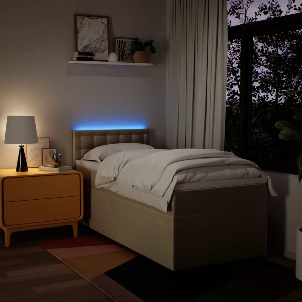 Κρεβάτι Boxspring με Στρώμα Κρεμ 90x190 εκ.Υφασμάτινο