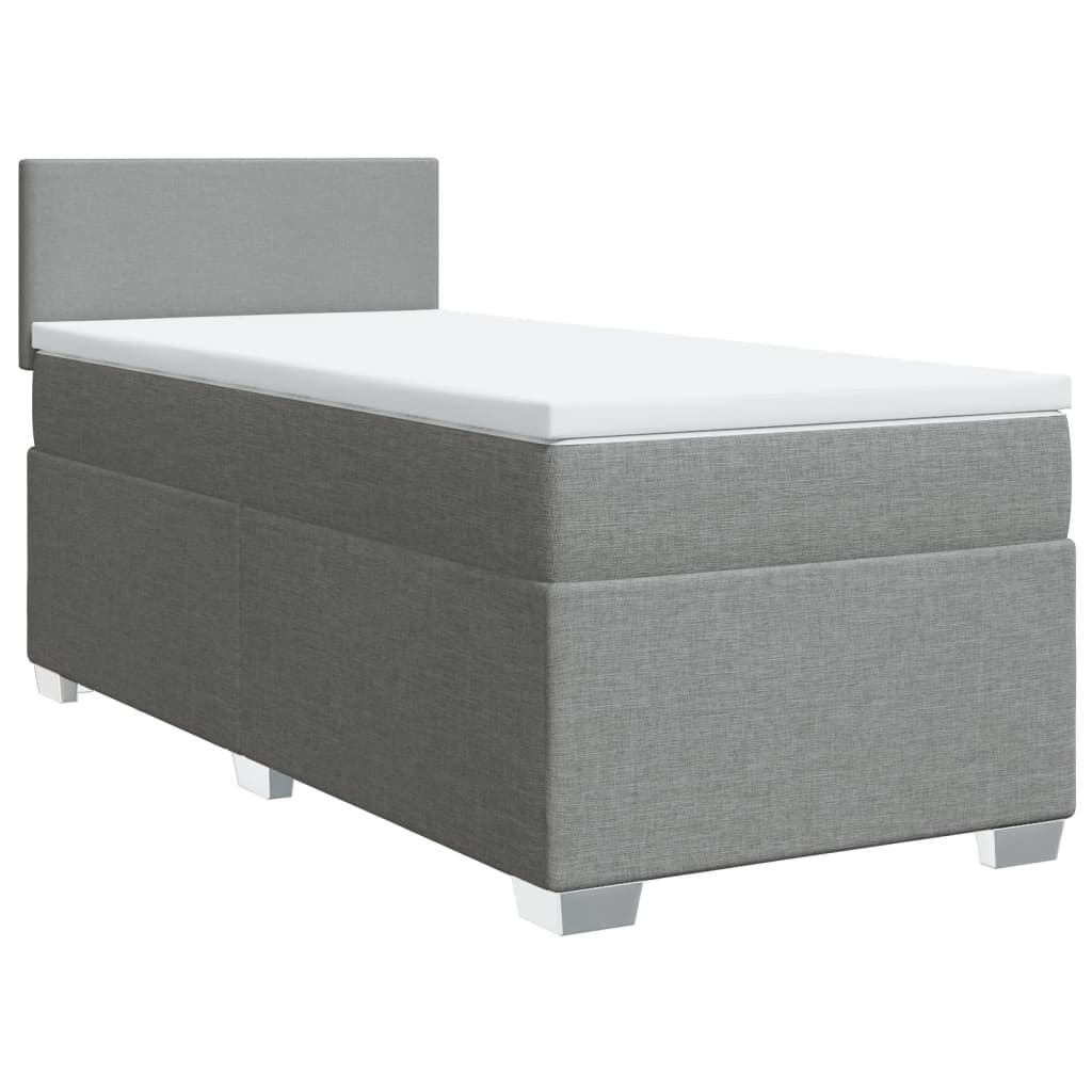 Κρεβάτι Boxspring με Στρώμα Ανοιχτό Γκρι 90x200 εκ. Υφασμάτινο - Pakobazaar