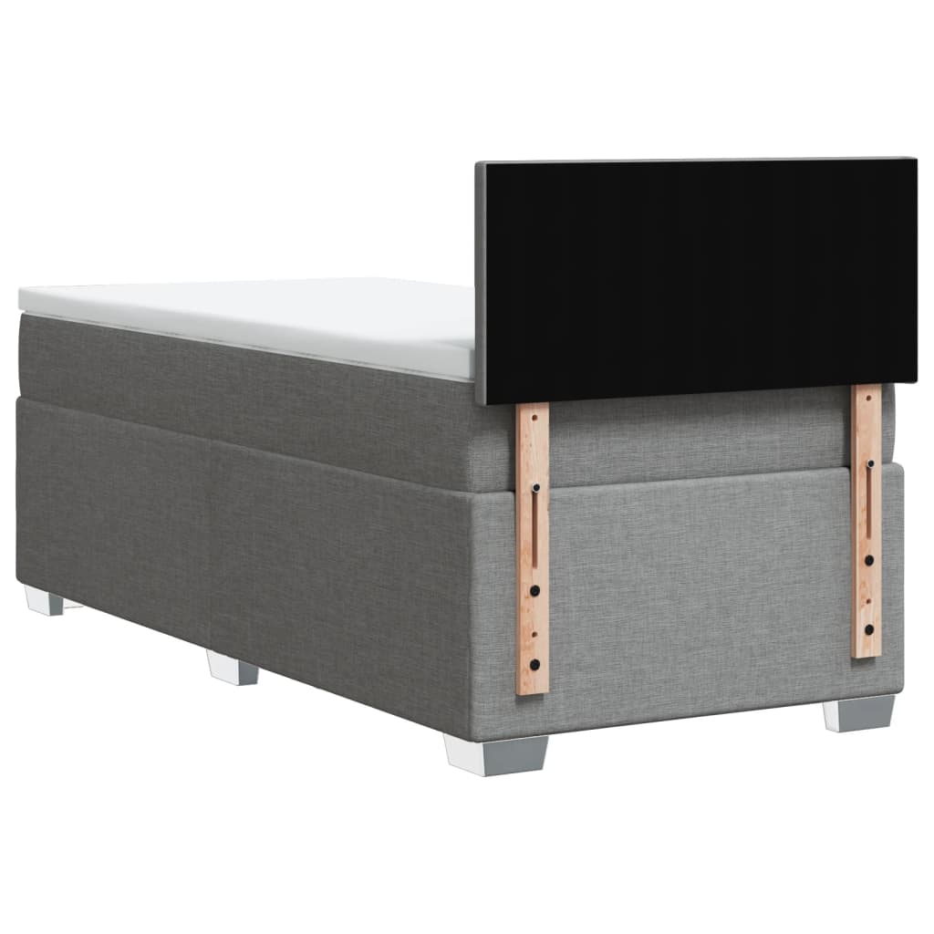 Κρεβάτι Boxspring με Στρώμα Ανοιχτό Γκρι 90x200 εκ. Υφασμάτινο - Pakobazaar